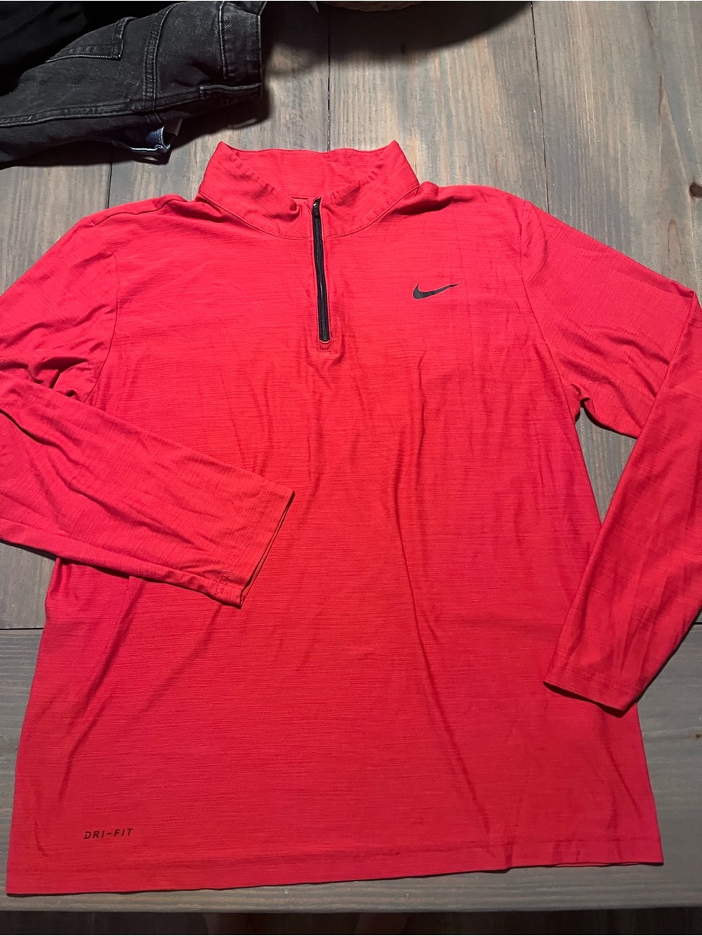 Nike Men’s Red Quarter-Zip Dri-FIT Long Sleeve Pullover